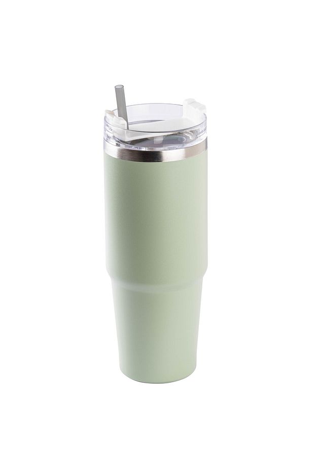 YEŞİL PASLANMAZ ÇELİK PİPETLİ TERMOS BARDAK 890ML - 1