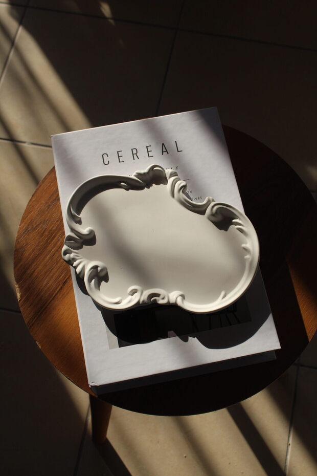 Vıvasto Dekoratif  Sunumluk Seti, Dekoratif Takı Tabağı,Saksılık,Tütsülük,Mumluk (100%) Taş Tozu -V- - 1