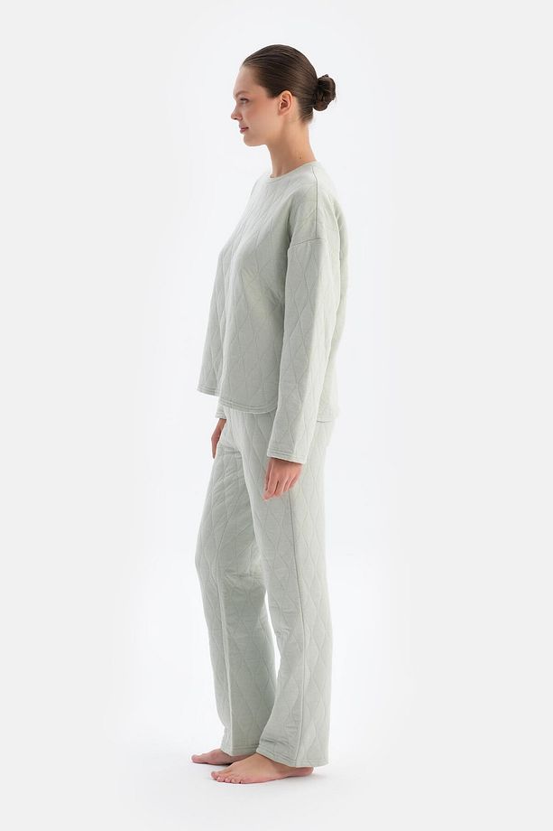 Açık Gri Kapitone Pijama Üstü - 3