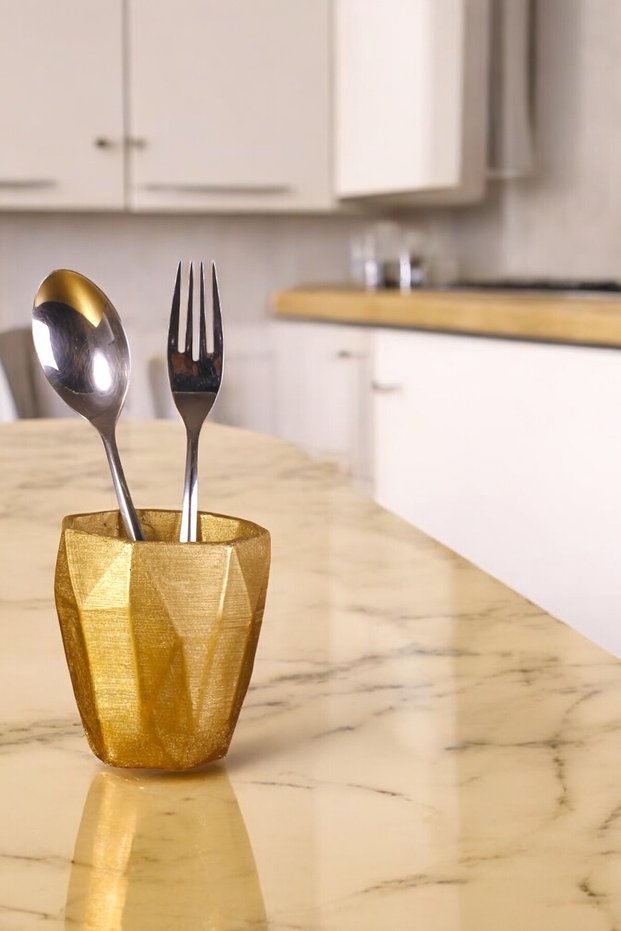 Countertop Spoon Holder Decorative Vertical Spoon Holder Cylinder Spoon Holder Gold Color Model 2