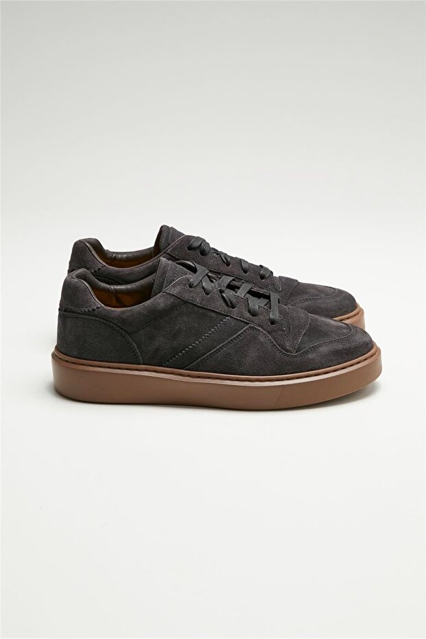 Antrasit Renk Deri Sneaker - 1