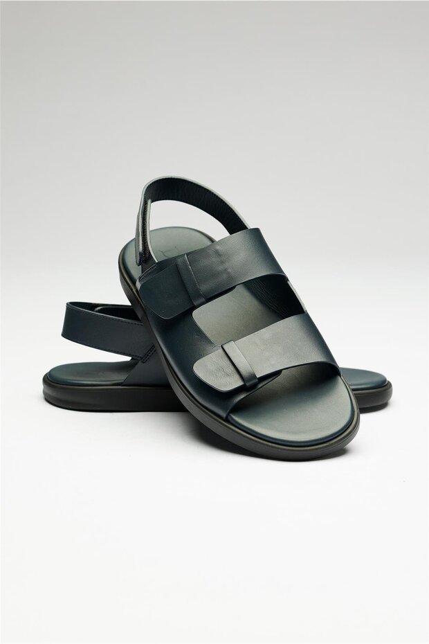 Siyah Deri Sandalet - 2