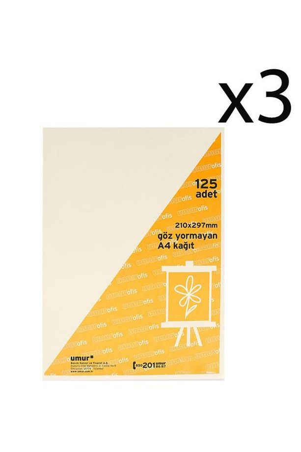 60 gr Göz Yormayan Teksir Kağıdı A4 125 Li 3 Adet (1,41 KG) - 1