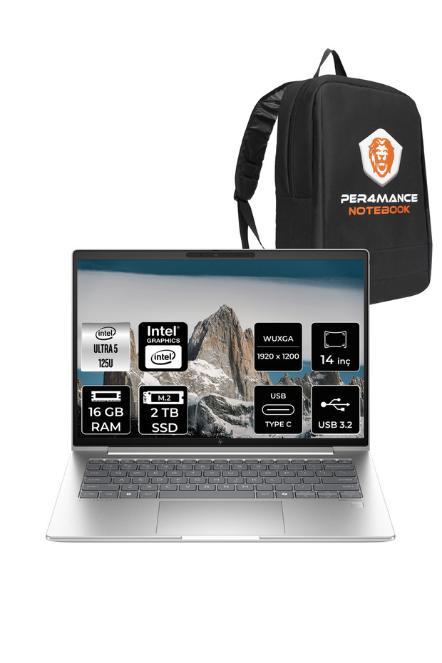 EliteBook 640 G11 İntel Core Ultra 5 125U 16GB 2TB SSD 14'' WUXGA FDOS A23E1EA & PER4 ÇANTA - 1