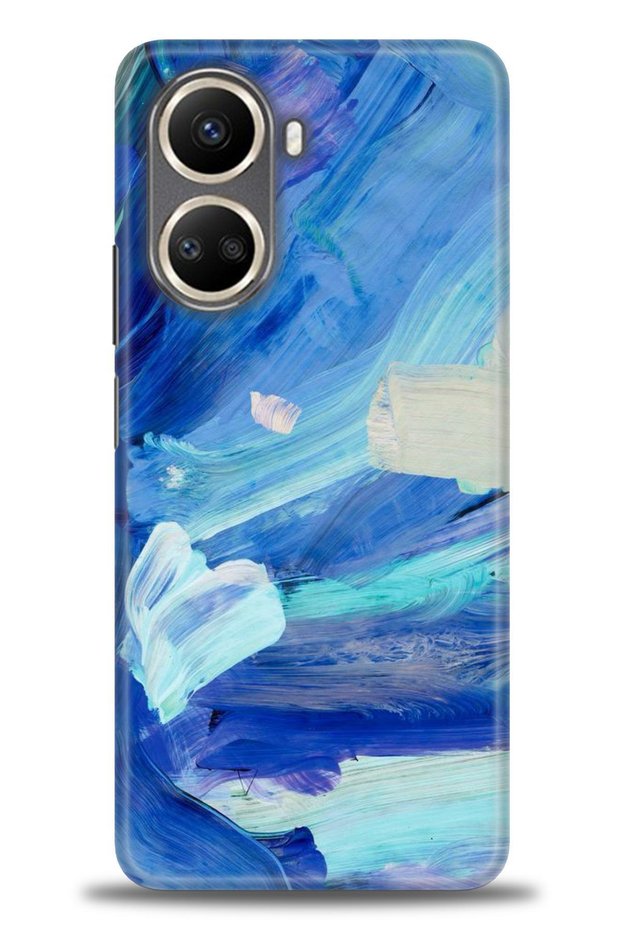 Realme C55 Case Hd Printed Case - Blue White + Full Screen Protector