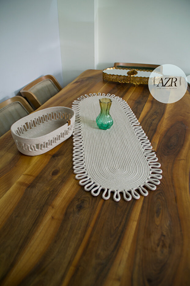 Jute Wicker Runner Basket Decor 35X80