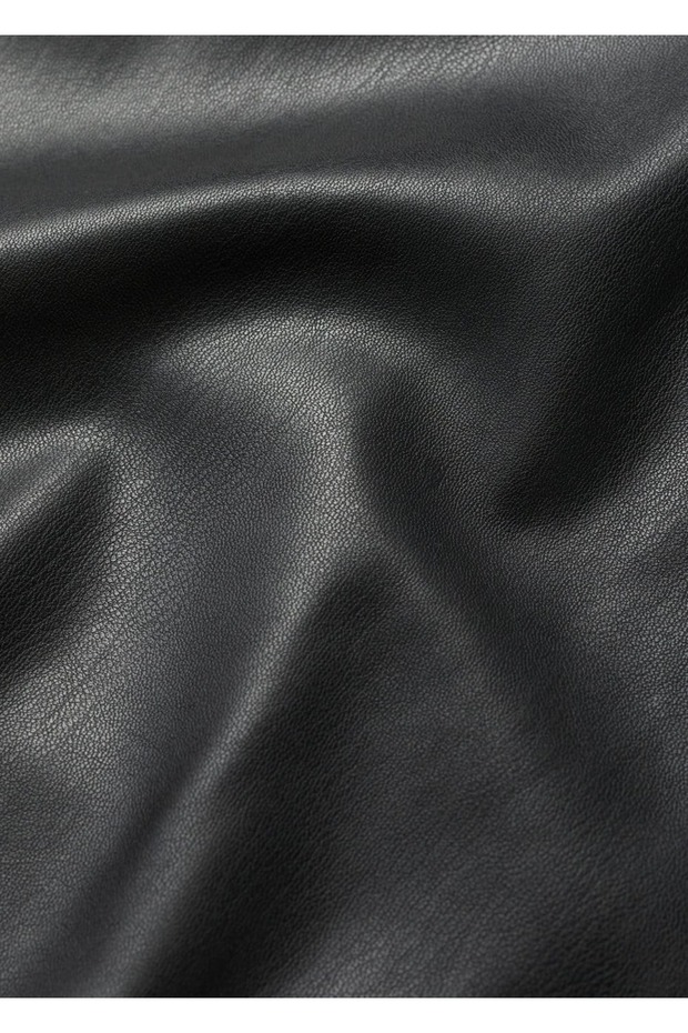 Deri görünümlü saten elbise - 7