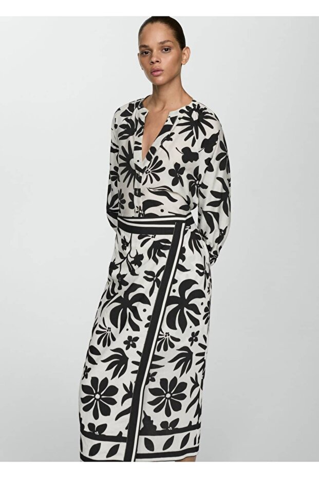 Çiçek Desenli Anvelop Etek - 7