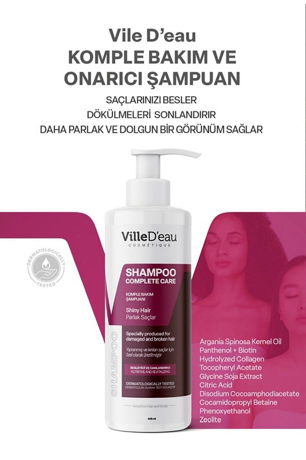 Komple Bakım Şampuanı Yıpranmış Boyalı Yağlı Ve Kırılan Saçlar Için Dökülme Karşıtı Şampuan 400 ml - 4