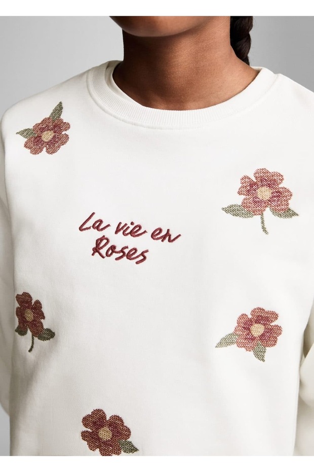 Çiçek işlemeli sweatshirt - 7