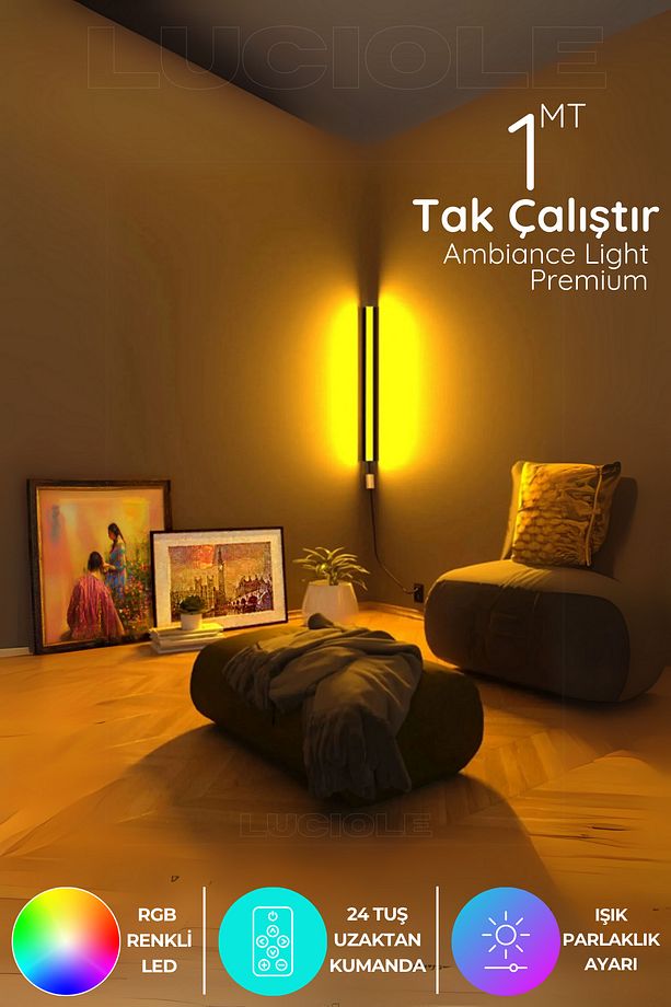 Led Lambader Renk Rgb4 Animasyon Uzaktan Kumandalı Yapışkanlı Duyellow - 1