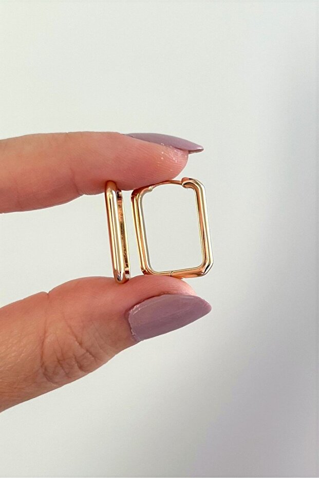 Dikdörtgen Küpe Çifti | Çelik - 2