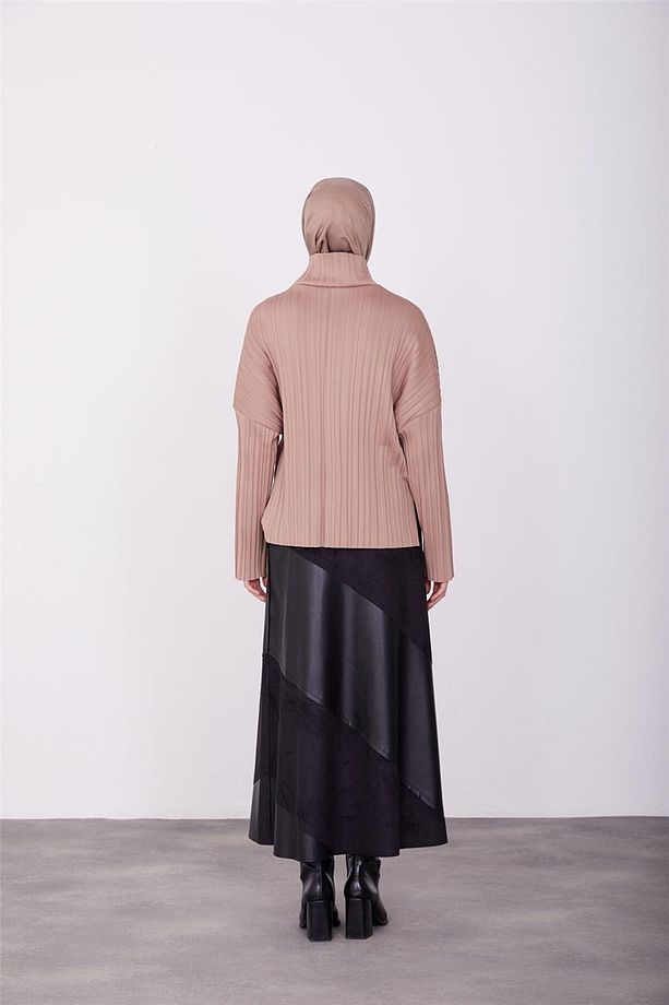 Pliseli Örme Bluz 23k3216 Latte - 4