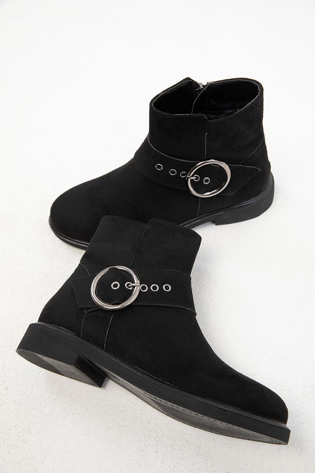Siyah Süet Kadın Bot & Bootie 20015 - 4