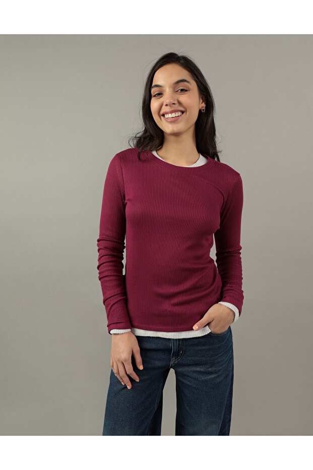 Ae Long-Sleeve Crew Neck Plush Tee