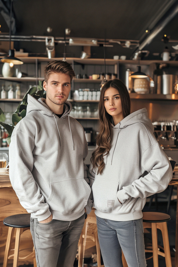 Gri Oversize/Geniş Kesim Kapüşonlu Etiketli İçi Polar/Sıcak Tutan Sweatshirt TMNAW21SW2005