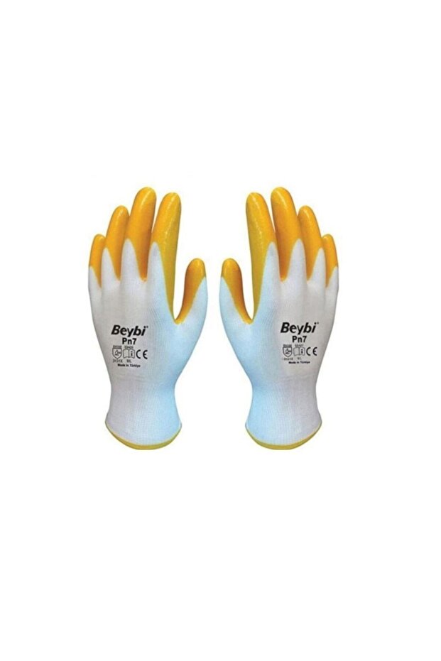 Pn7 Nitril Eldiven Örme Poly Beyaz Sarı 48 Çift Numara 10 - 1
