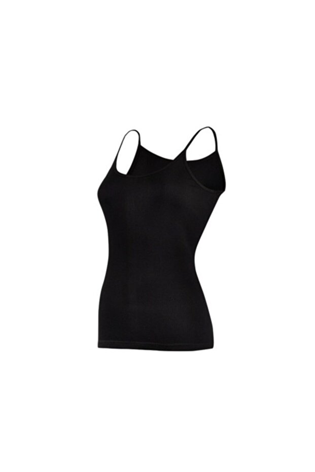 Women's Black Lycra Coton Rope Strap Undershirt 3-pack