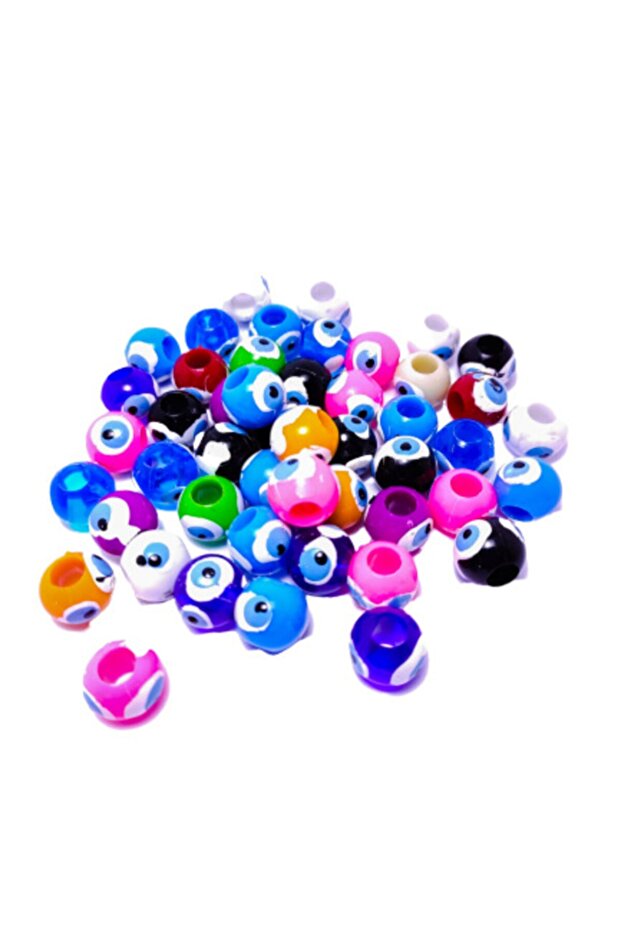 100 Gram Small Size Round Large Wide Hole Plastic Evil Eye Beads Good Morning 14mm 14 Mm