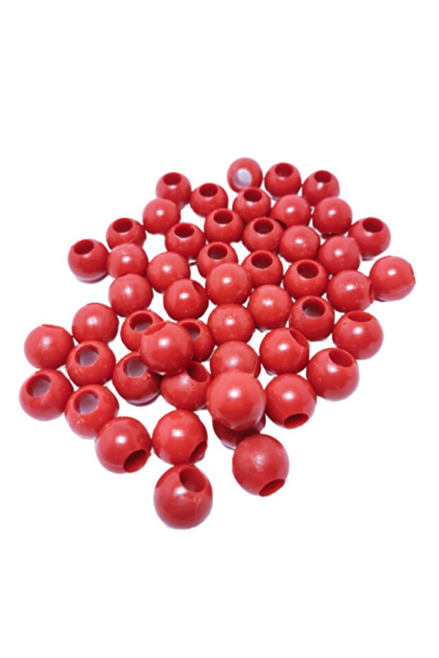 100 Gram Red Color Round Large Wide Hole Plastic Beads Good Morning 14mm 14 Mm