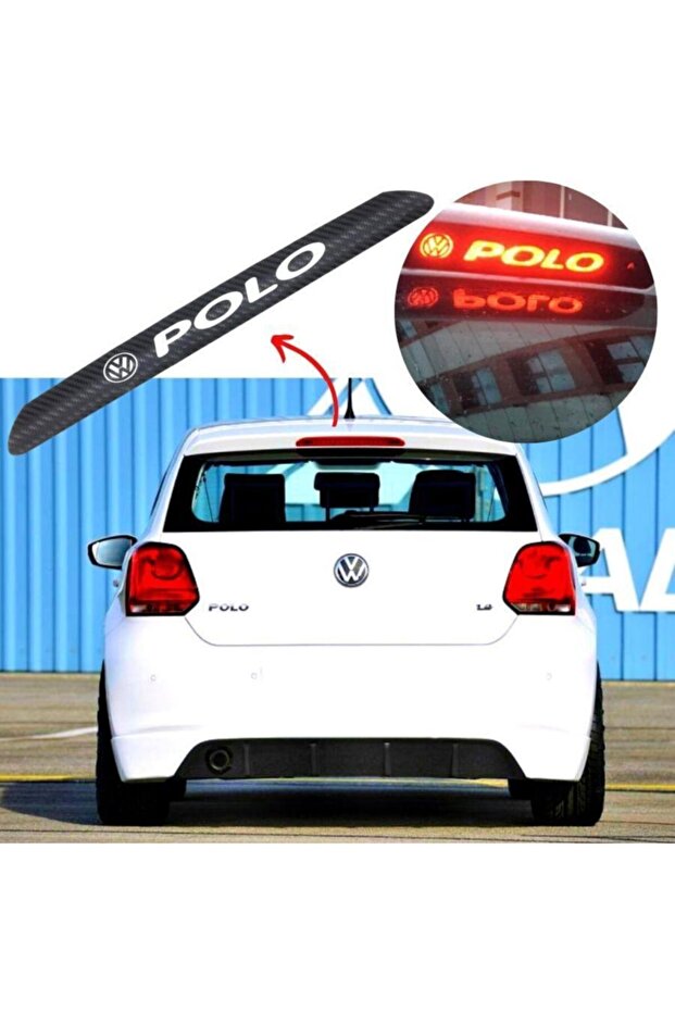 ملصق ضوء إيقاف الفرامل الخلفية من الكربون لسيارة Vw Polo 2010-2017