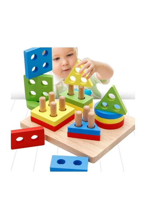 Geometrik Şekiller Bul Tak Eğitici Oyuncak - Çok Pimli Eğitici Oyuncak - 1
