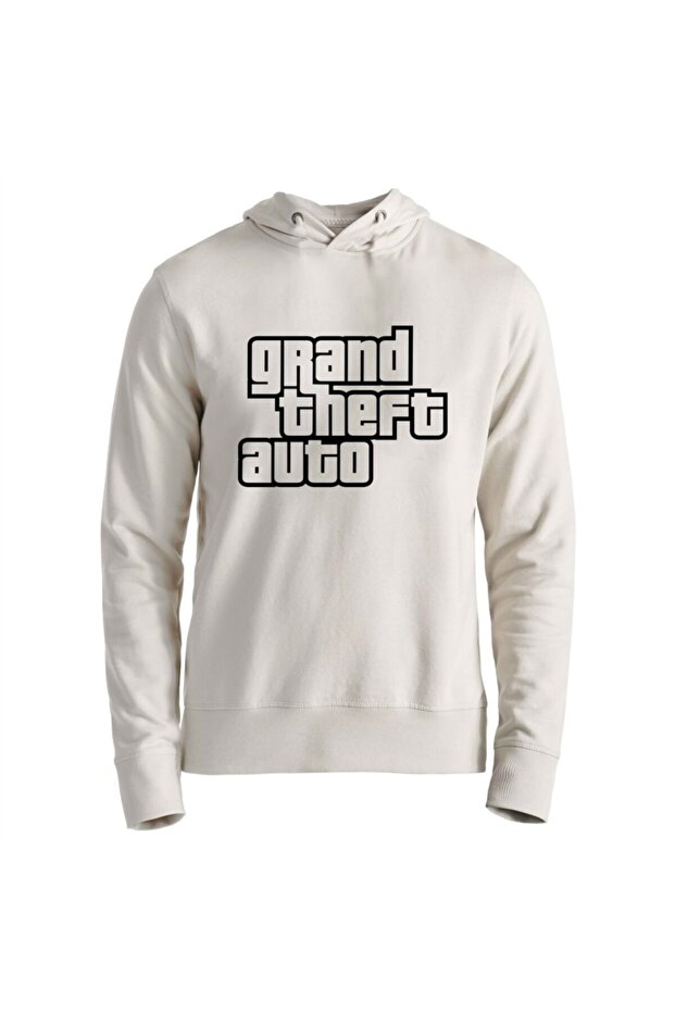 Unisex Ecru Printed Cotton Sweatshirt