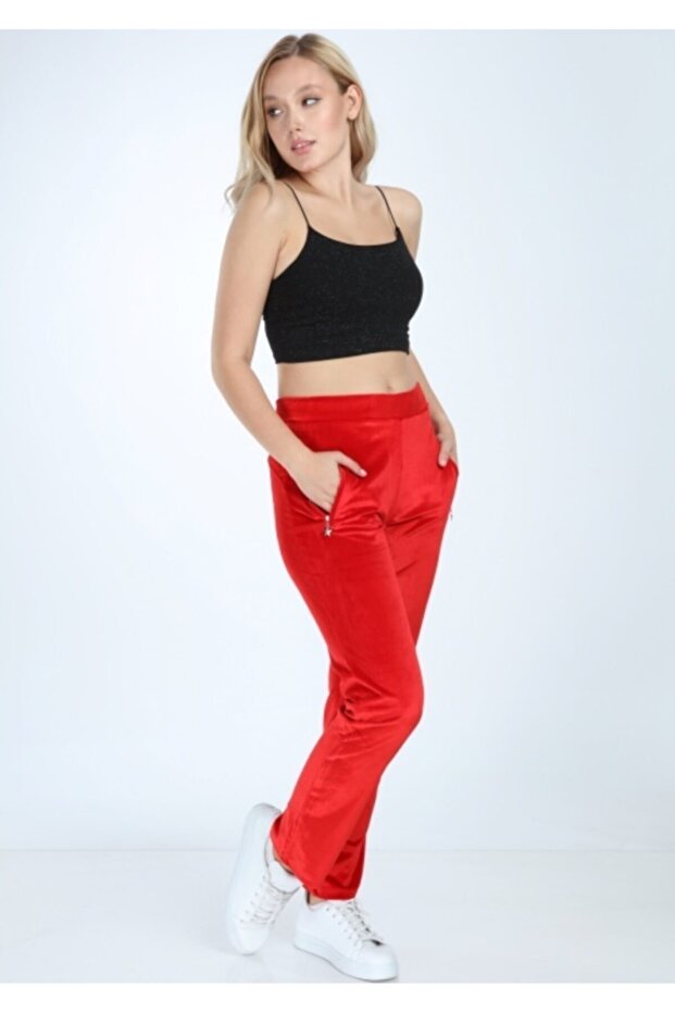 Kadın Kırmızı Kadife Alt - 4