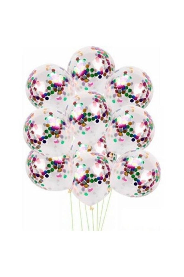 Transparent Balloon with Mixed Color Confetti Inside 10 Pieces