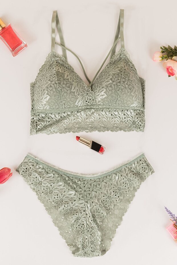1600 Short Cross Green Bralette