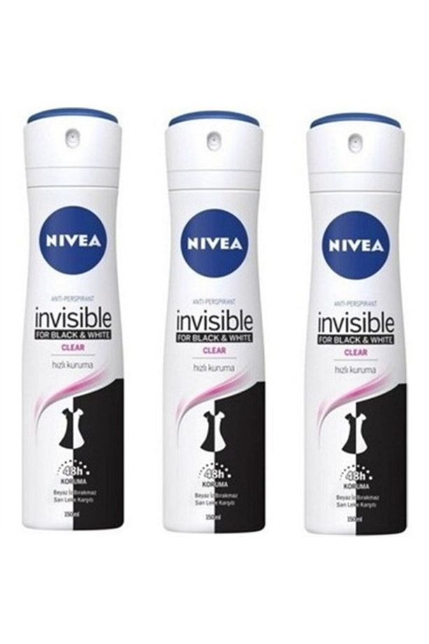Invisible Black And White Clear Kadın Deodorant 150 Ml (3 Adet) - 1