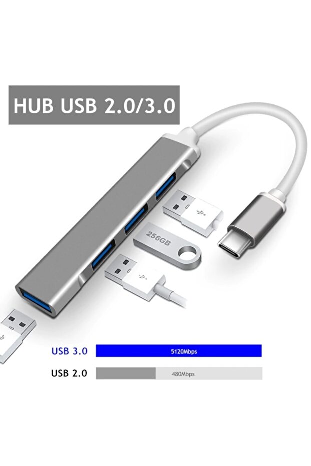 Profesyonel Usb C Hub 3.0 Tip C 3.1 4 Port Çoklu Splitter Adaptörü Otg Cep Telefonu - Dhu0003 - 2
