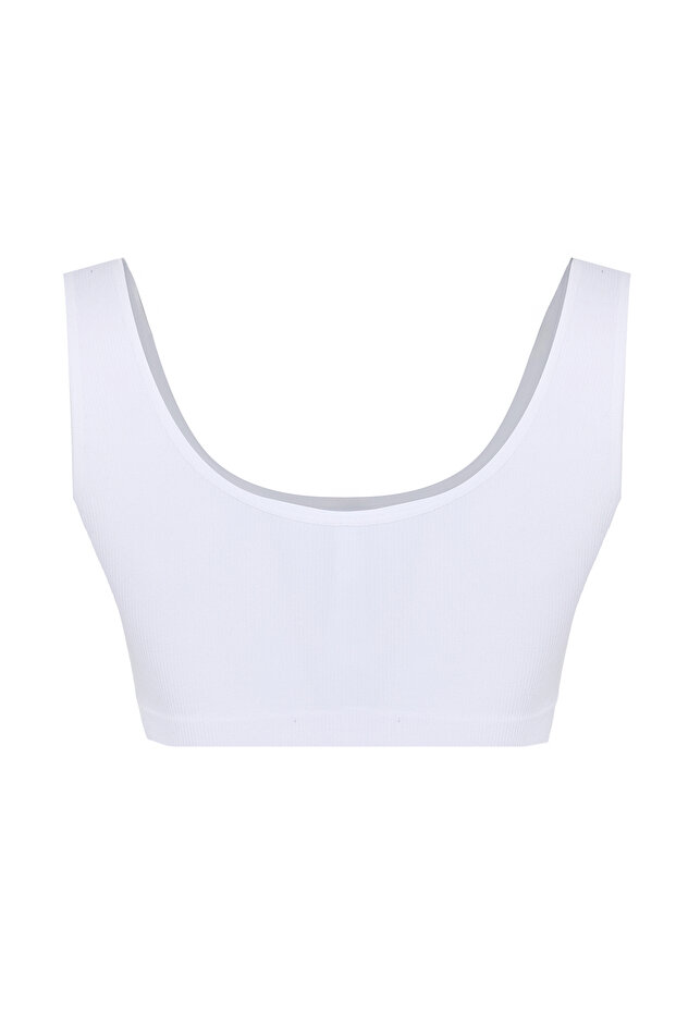 Beyaz Seamless/Dikişsiz Balensiz Kalın Askılı Bralette Örme Sütyen THMAW22SU0027 - 11
