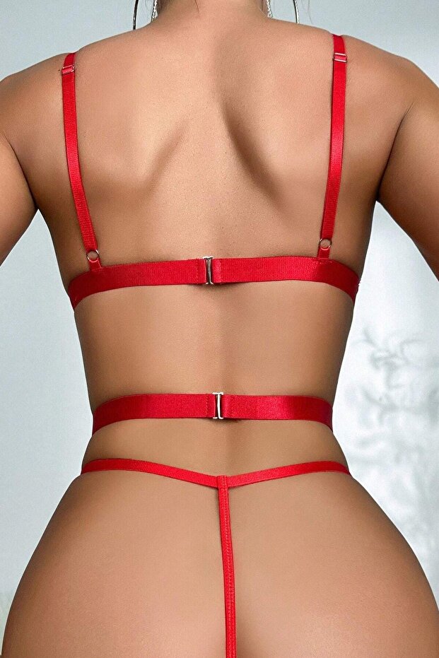 Kadın Kırmızı Dantelli Gecelik - 2