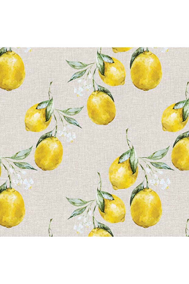 مفرش طاولة مستدير بطباعة رقمية منقوشة بالليمون - 3