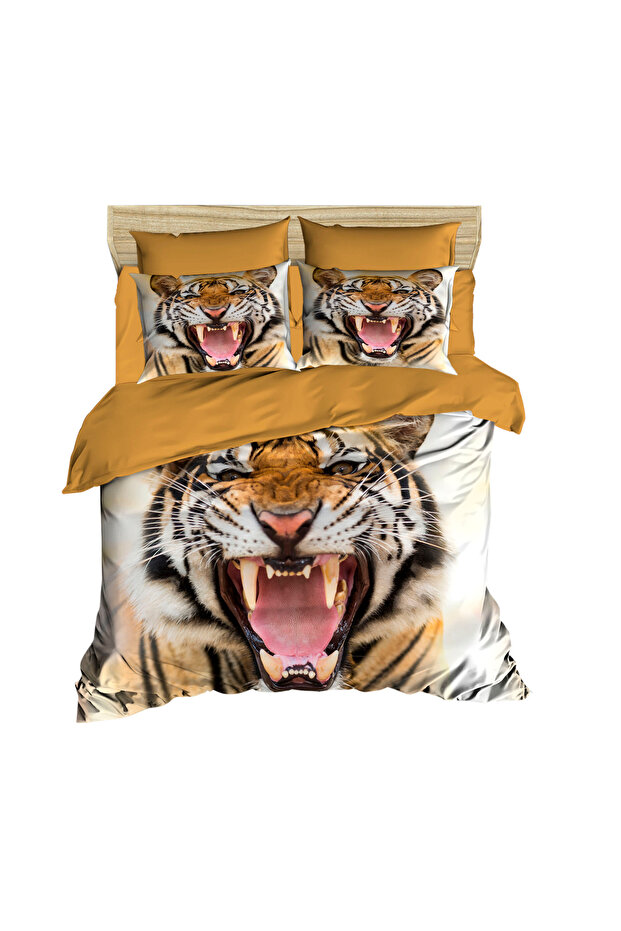 Angry Tiger 3D Double Duvet Cover Pillow Set
