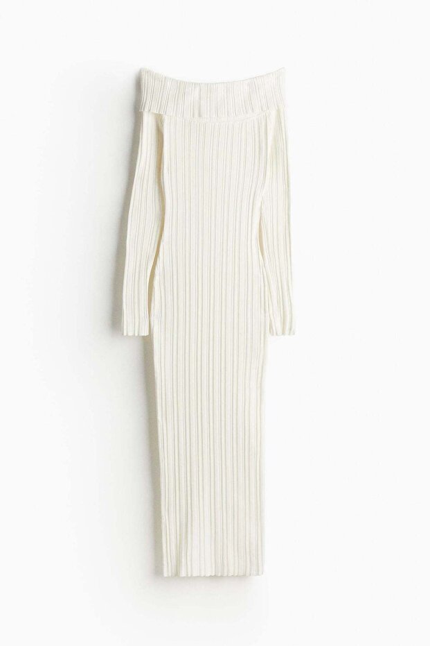 Rib-knit off-the-shoulder dress