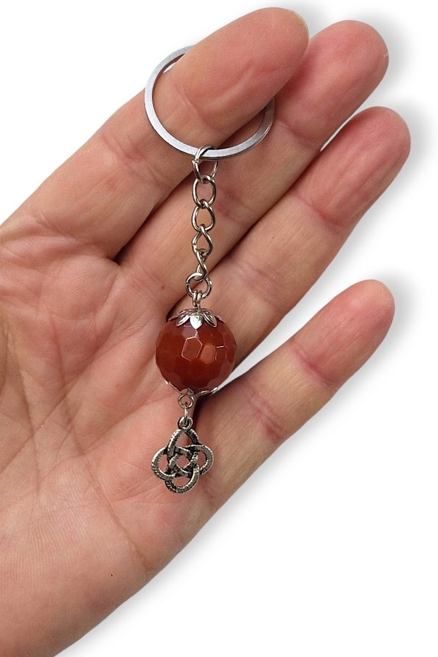 Facet Cut Agate Stone Keychain 106-3