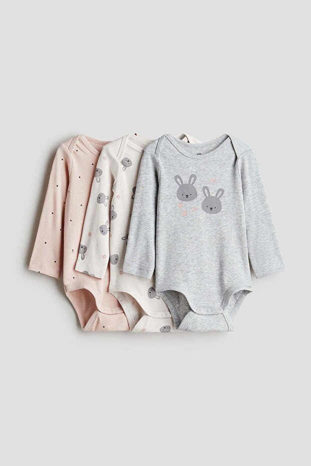 3-pack Long-sleeved Bodysuits - 2