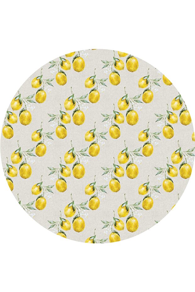 مفرش طاولة مستدير بطباعة رقمية منقوشة بالليمون - 2