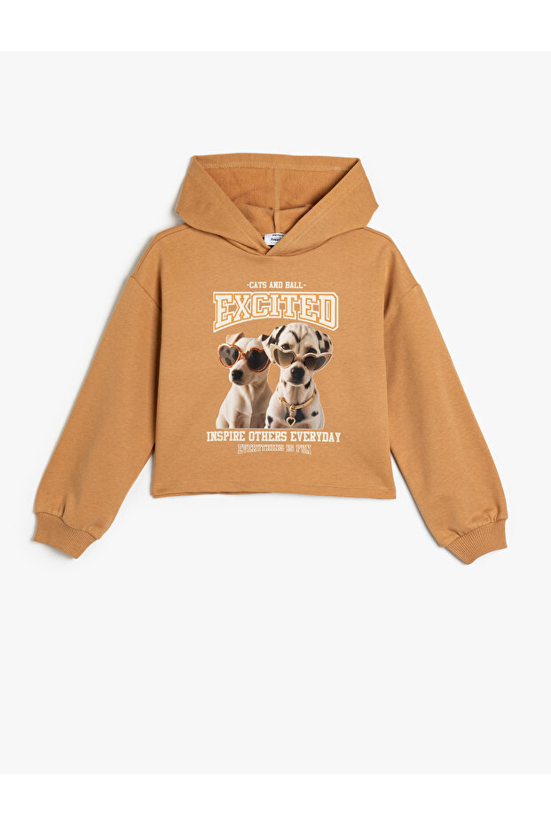 Hooded Sweatshirt Dog Printed Long Sleeve Cotton