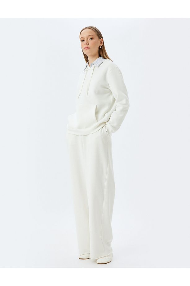 Şardonlu Basic Kapüşonlu Kanguru Cepli Rahat Kalıp Sweatshirt - 2
