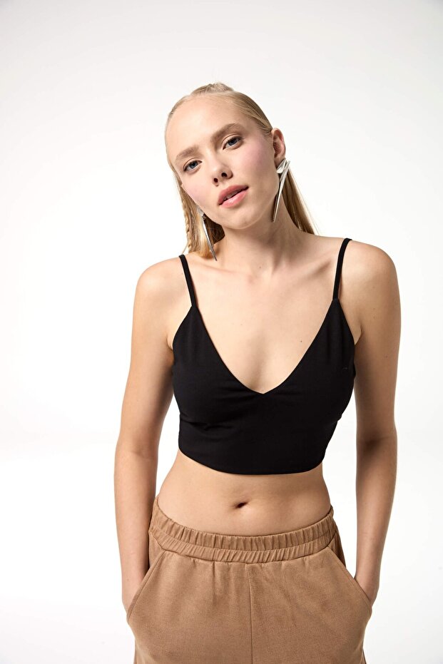 İnce Askılı V Yaka Basic Bralet - 2