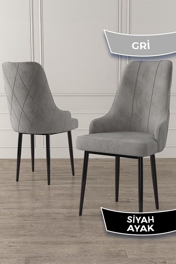 Eta Serisi, 80x132 Açılabilir Mdf Masa Takımı,siyah Mermer Desen Masa 4 Gri Sandalye Ve 1 Bench - 6