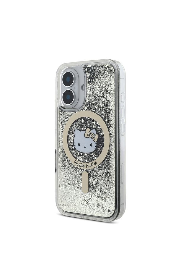 iPhone 16 Uyumlu Kılıf Hello Kitty Lisanslı Magsafe Özellikli IML Baskı Kitty Head Logolu Sıvı Simli - 2