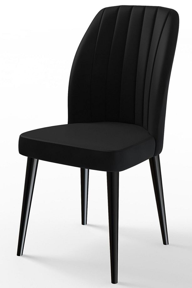 Rio Serisi Zebra Bench'li Siyah Mermer Desenli Mdf Mutfak Masası 4 Siyah Sandalye - 4