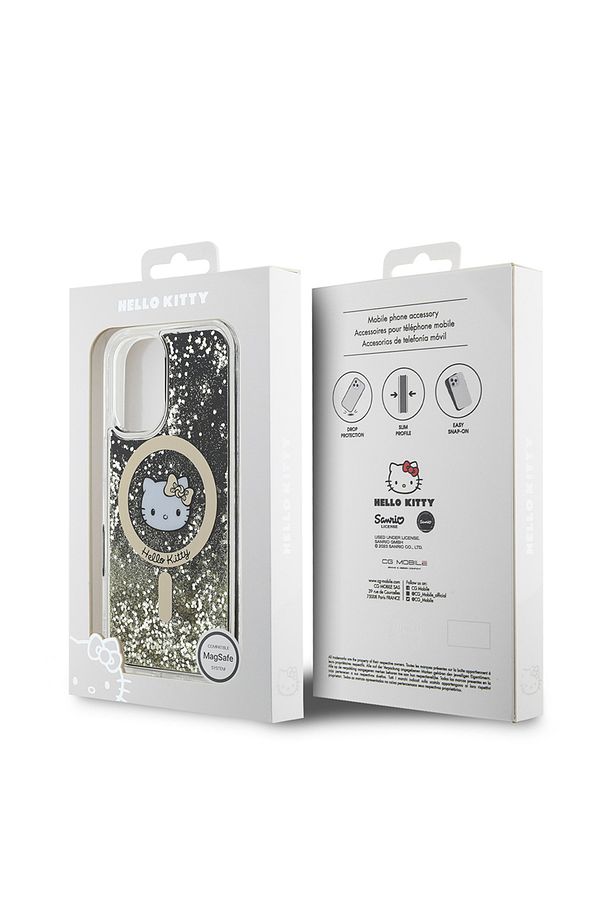 iPhone 16 Uyumlu Kılıf Hello Kitty Lisanslı Magsafe Özellikli IML Baskı Kitty Head Logolu Sıvı Simli - 5