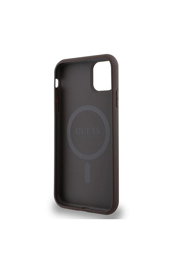 iPhone 11 Uyumlu Kılıf Guess  Lisanslı Magsafe Şarj Özellikli Small 4G Classic Kahverengi - 4
