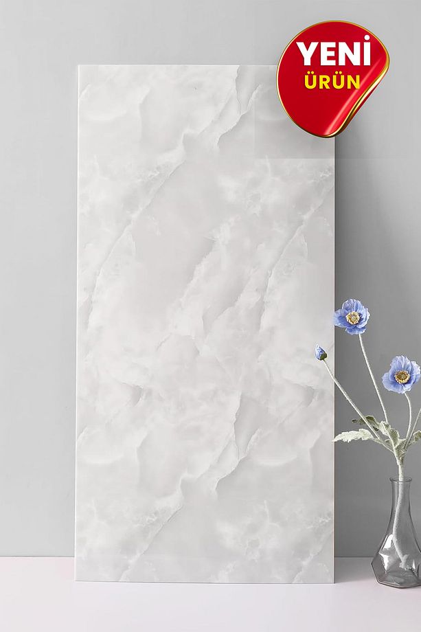 30x60 Cm Gri Mermer Desenli Kendinden Yapışkanlı Mutfak Banyo Wc Kaplama Pvc Duvar Paneli - 1