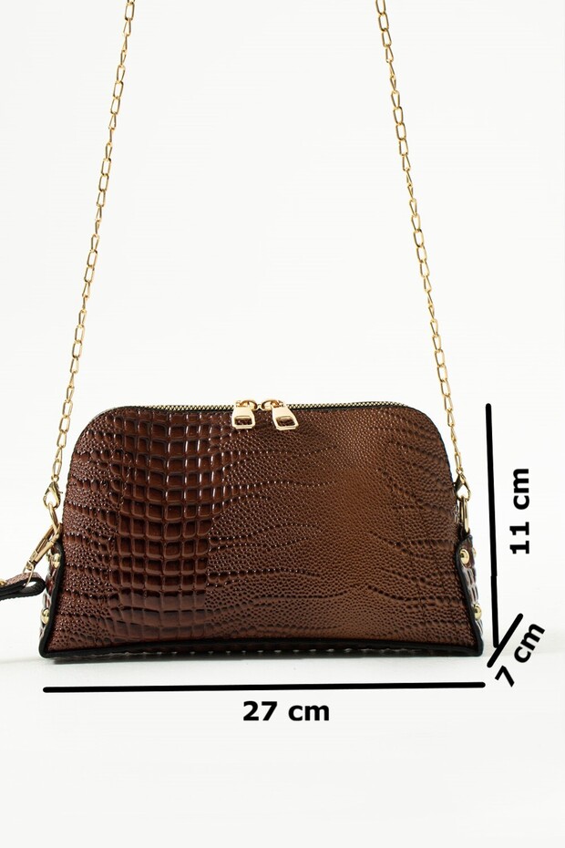 Handbag and Shoulder Chain Cross Strap Bag with Iguana Pattern - 8